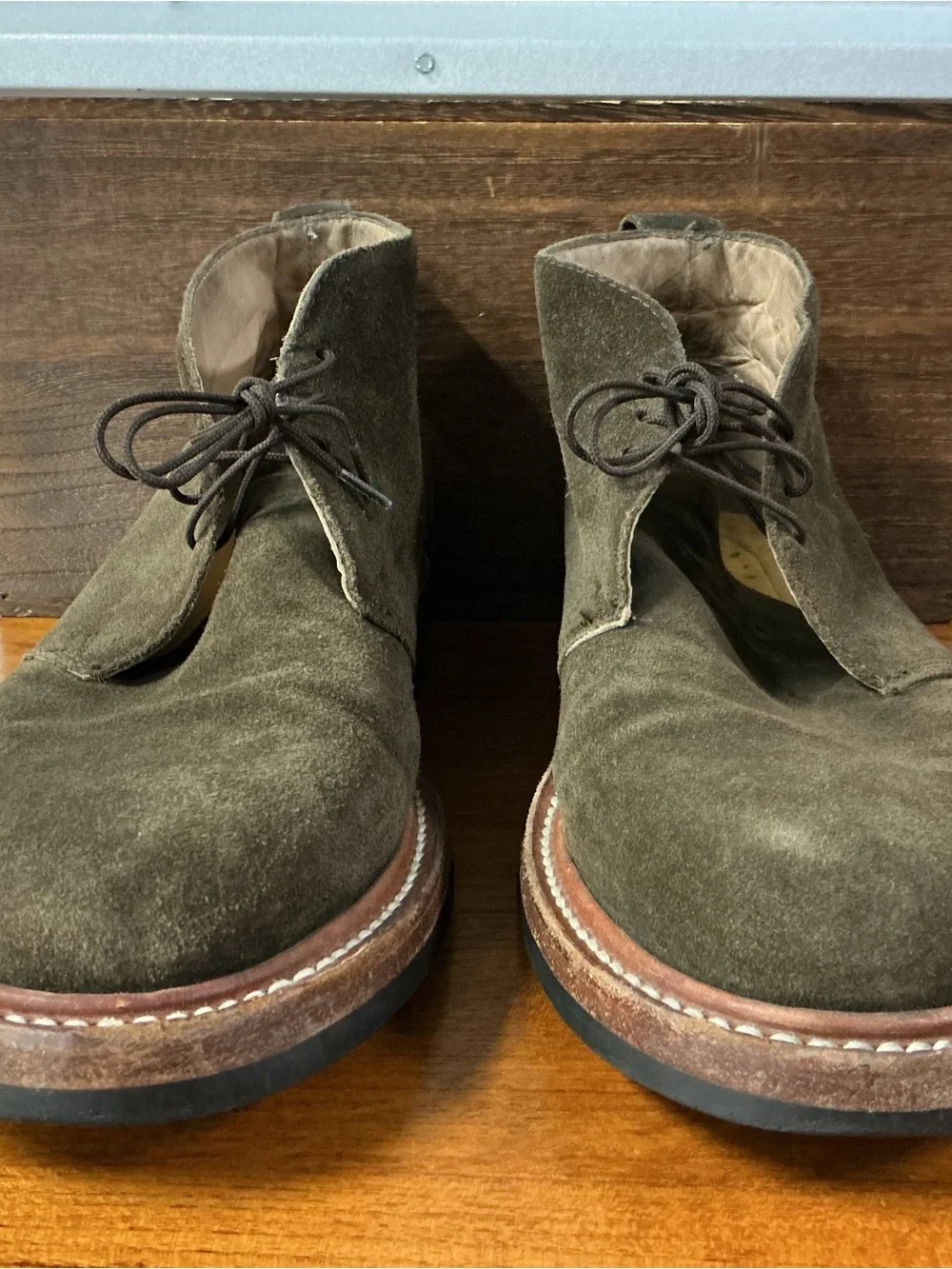 Taylor Stitch Men The Chukka Forest Green Brown Suede Chukka Boot Size 10